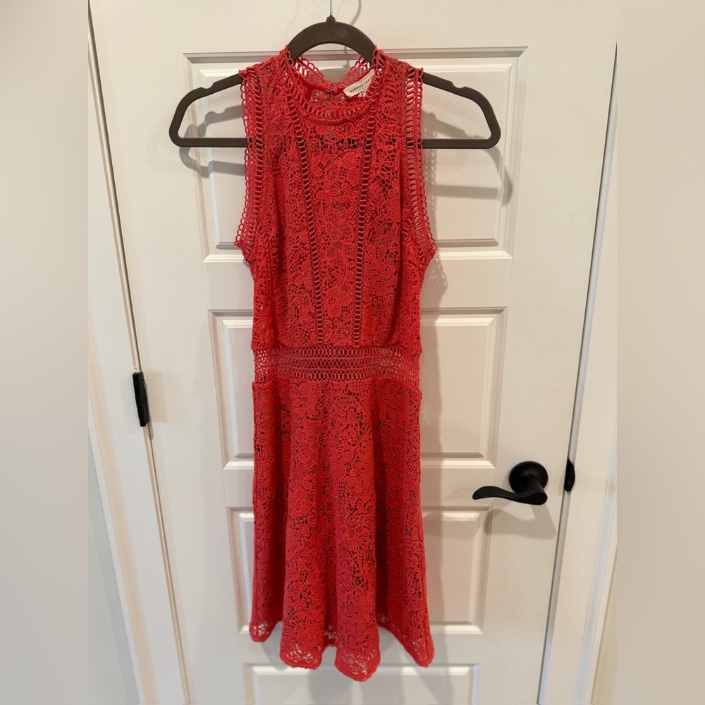 Rebecca Taylor Red Lace Midi Dress